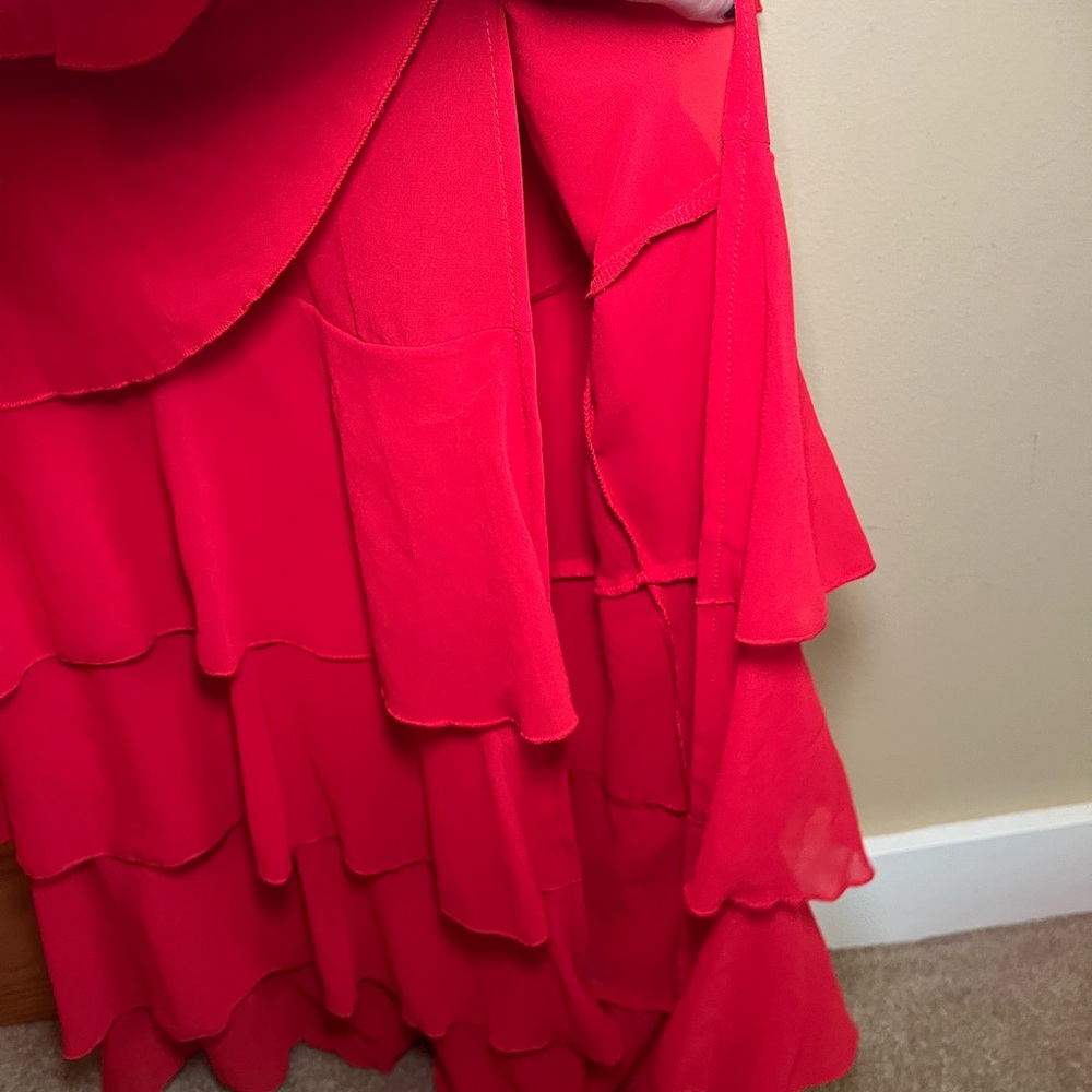 PrettyLittleThing Vibrant Red Ruffle Maxi Dress - Picture 6 of 8